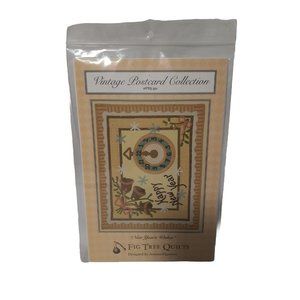 Fig Tree Quilt Pattern Vintage Postcard "NEW YEAR's WISHES" 22 x 28 Wall-hanging